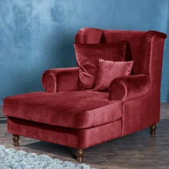 Big Sessel in Rot Samtvelours - Simple^Wohnen Discount