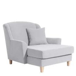 Wohnen Big Wohnzimmersessel in Silbergrau Velours - Ortomola