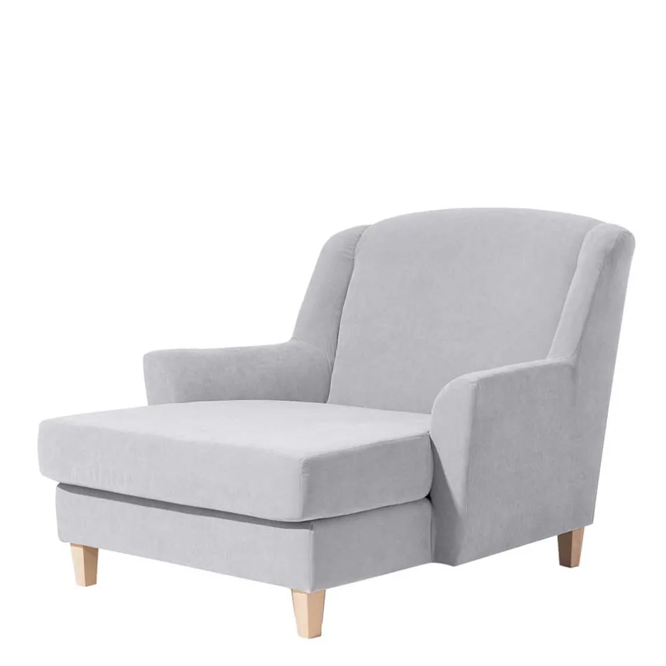 Wohnen Big Wohnzimmersessel in Silbergrau Velours - Ortomola