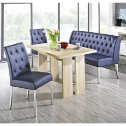Wohnen Blaue Polsterbank & Stühle mit Tisch - Lumbia (vierteilig)