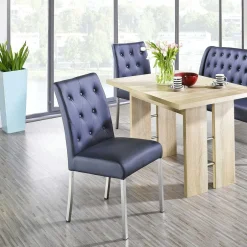 Wohnen Blaue Polsterbank & Stühle mit Tisch - Lumbia (vierteilig)