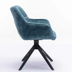 Blauer Armlehnenstuhl aus Velours - Paleara (2er Set)^Wohnen Hot