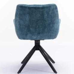Blauer Armlehnenstuhl aus Velours - Paleara (2er Set)^Wohnen Hot