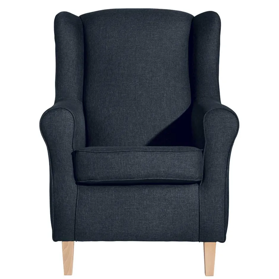 Wohnen Blauer Ohrensessel mit Buche Beinen - Mag