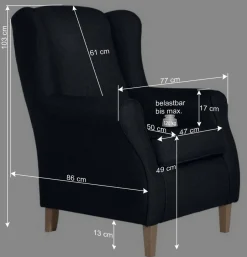 Wohnen Blauer Ohrensessel mit Buche Beinen - Mag