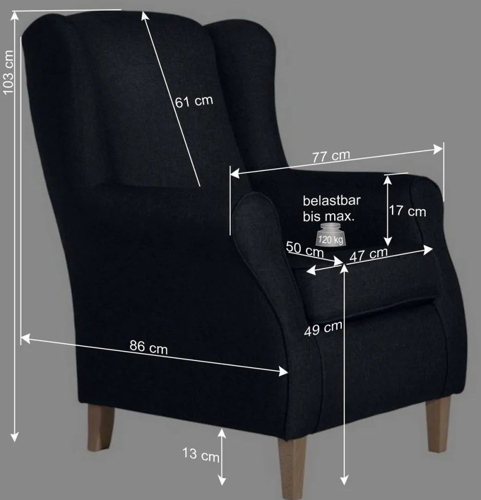 Wohnen Blauer Ohrensessel mit Buche Beinen - Mag