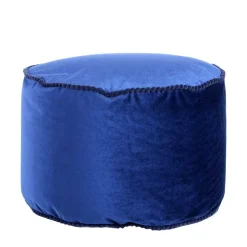 Blauer Samt Pouf in runder Form - Briotova^Wohnen Outlet