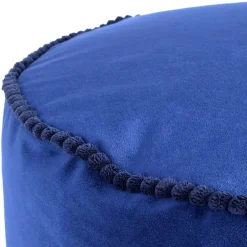 Blauer Samt Pouf in runder Form - Briotova^Wohnen Outlet