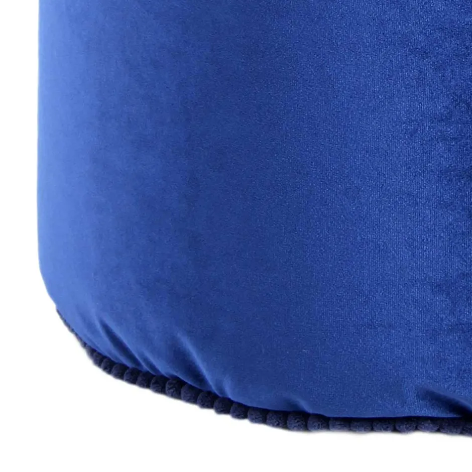 Blauer Samt Pouf in runder Form - Briotova^Wohnen Outlet