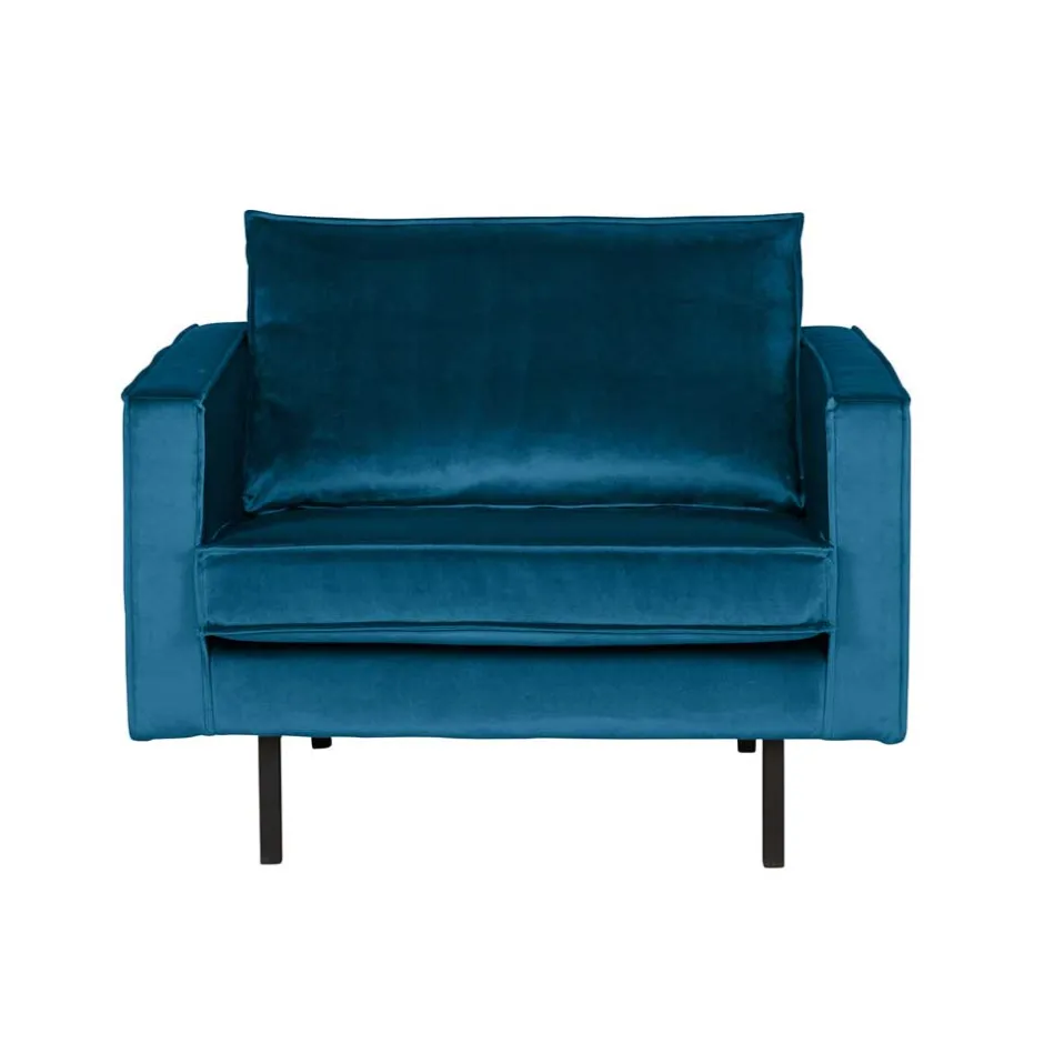 Wohnen Blauer Samt-Sessel Cumagon im Retrostil