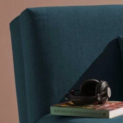 Wohnen Blauer Schlafsessel mit Flachgewebe Stoffbezug - Tirenaso