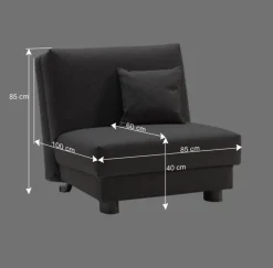 Wohnen Blauer Schlafsessel mit Flachgewebe Stoffbezug - Tirenaso