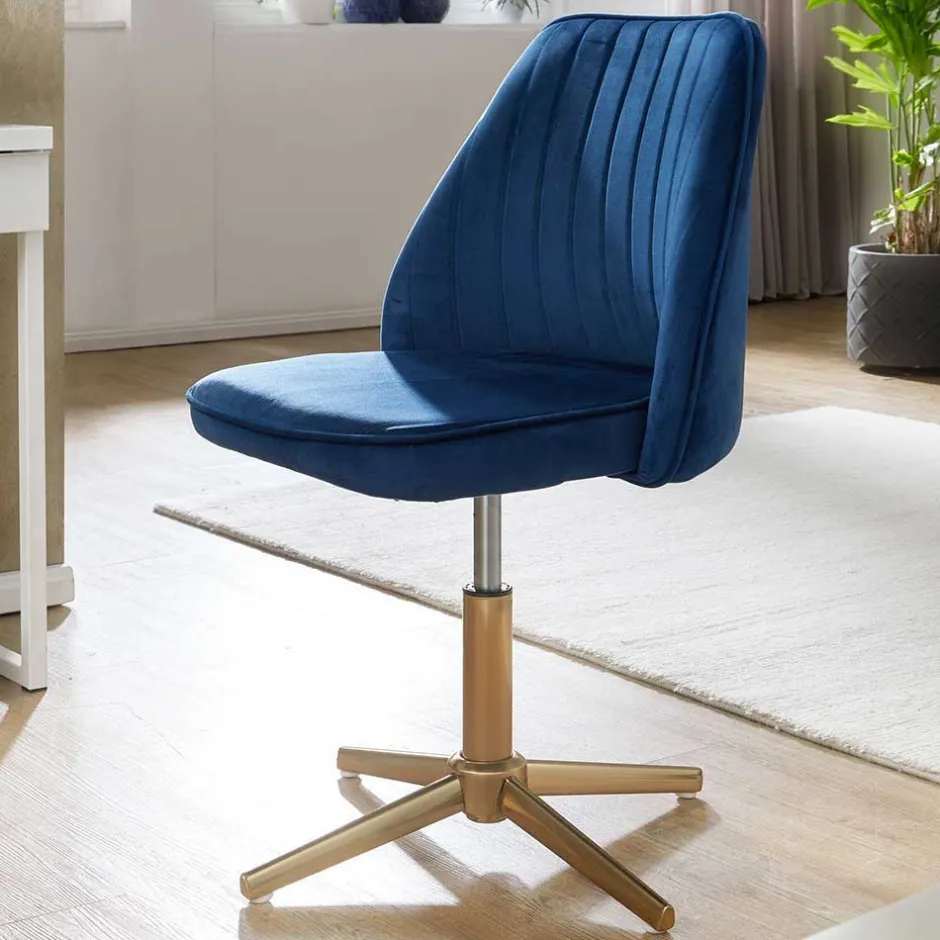 Blauer Schreibtischstuhl aus Samt - Lalita^Wohnen Outlet