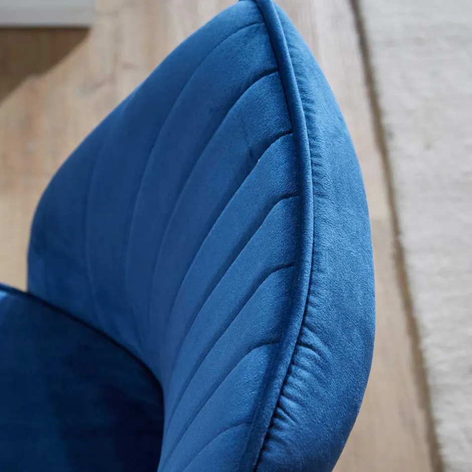 Blauer Schreibtischstuhl aus Samt - Lalita^Wohnen Outlet