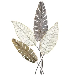 Wohnen Blätter Wanddekoration in Gold Silber Grau - Kito