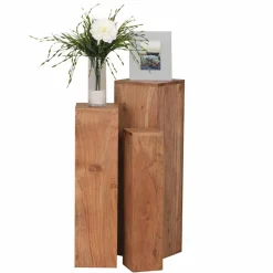 Blumensäulen Set Vislan aus Holz massiv Akazie (dreiteilig)^Wohnen Discount