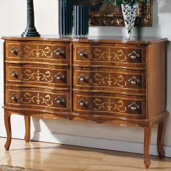 Bodenfreie Kommode mit 6 Schubladen Agosto im Barock Stil^Wohnen