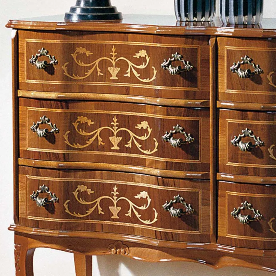 Bodenfreie Kommode mit 6 Schubladen Agosto im Barock Stil^Wohnen