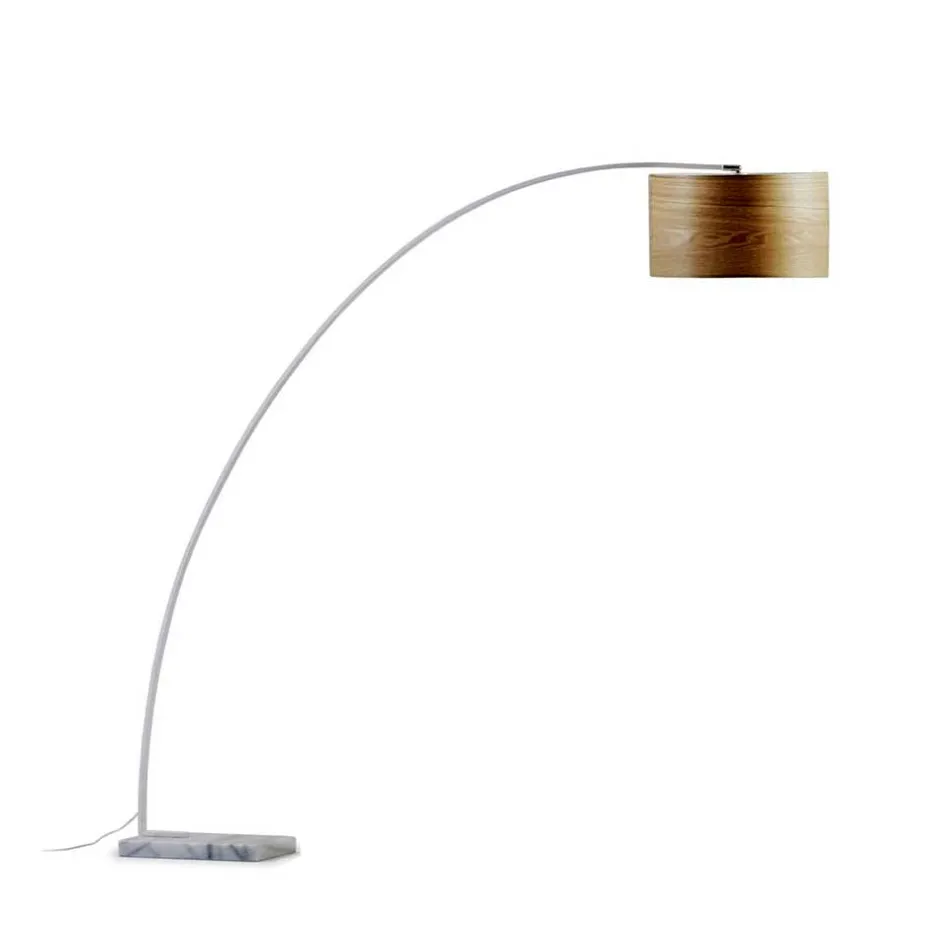 Wohnen Bogenleuchte mit Holzfurnier Schirm - Nango