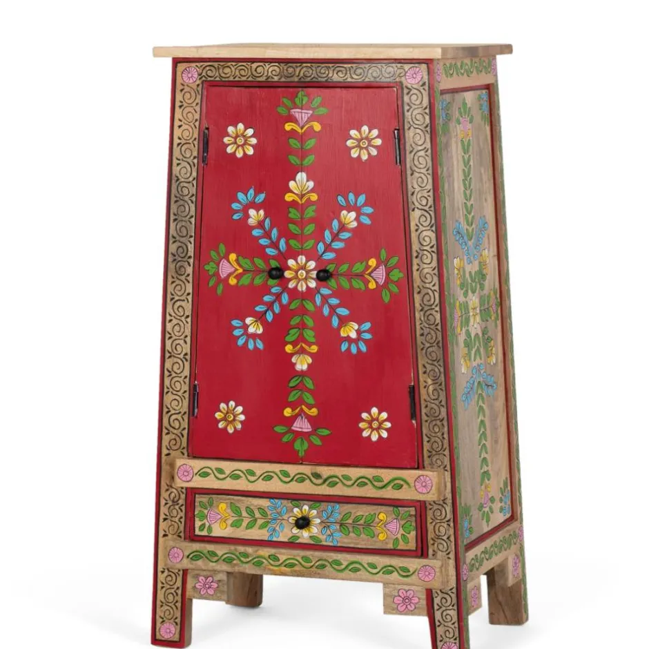 Wohnen Boho Kommode mit Blumen Dekor im Folklore Style - Gionala