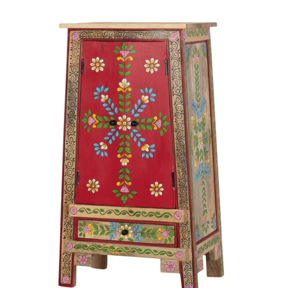 Wohnen Boho Kommode mit Blumen Dekor im Folklore Style - Gionala