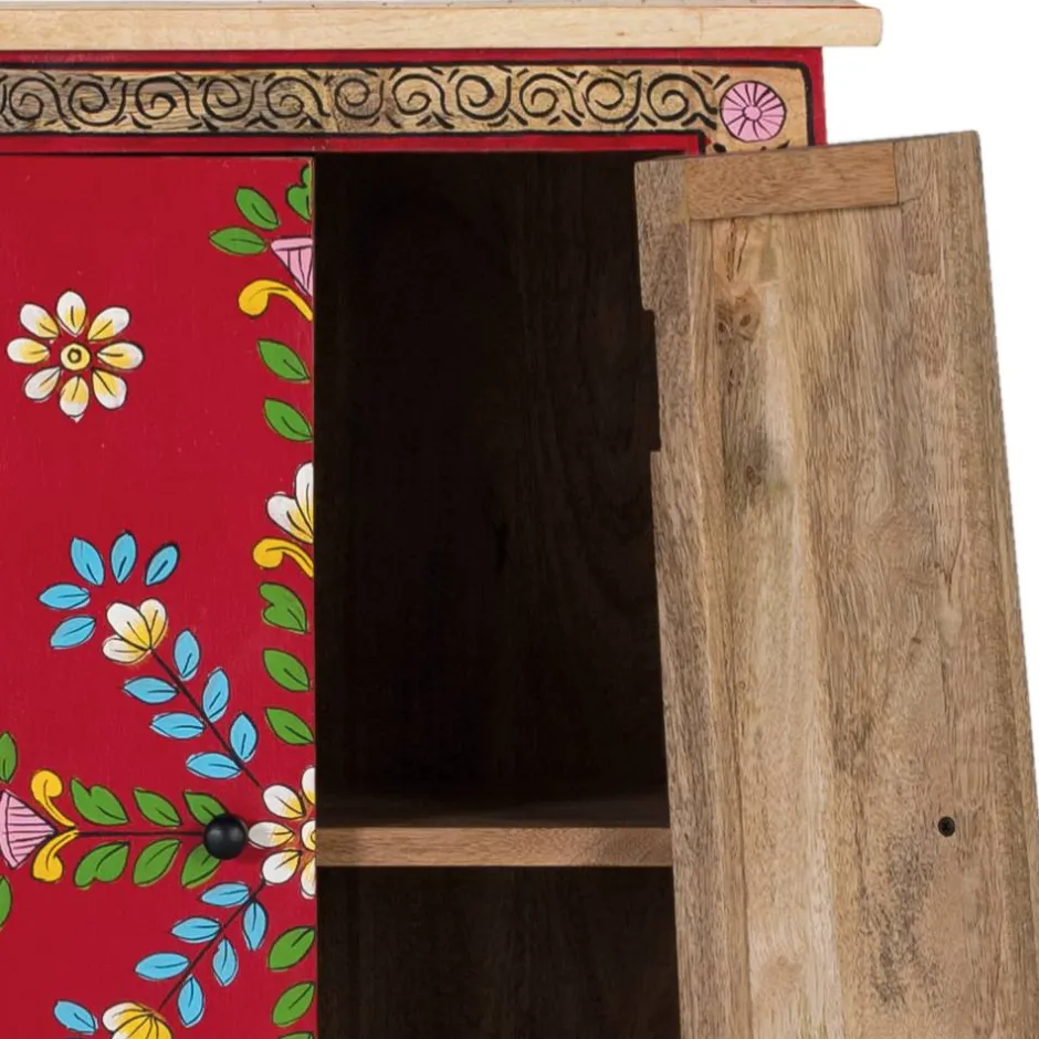 Wohnen Boho Kommode mit Blumen Dekor im Folklore Style - Gionala
