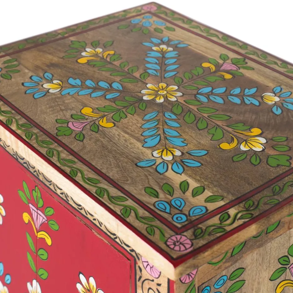 Wohnen Boho Kommode mit Blumen Dekor im Folklore Style - Gionala