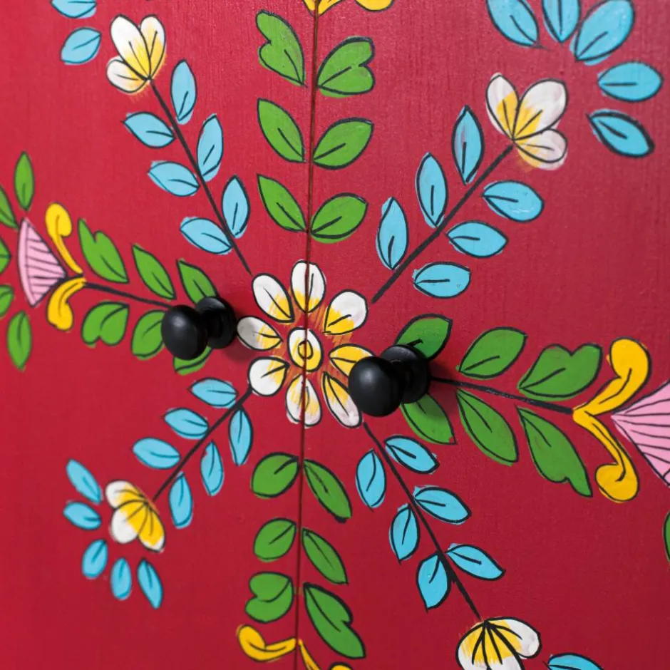 Wohnen Boho Kommode mit Blumen Dekor im Folklore Style - Gionala