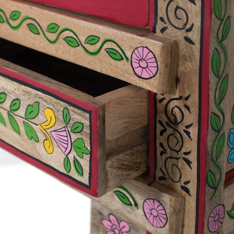 Wohnen Boho Kommode mit Blumen Dekor im Folklore Style - Gionala