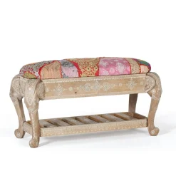 Wohnen Boho Polsterbank in Holz White Wash - Sorellas