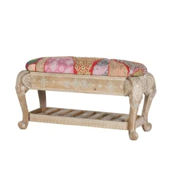 Wohnen Boho Polsterbank in Holz White Wash - Sorellas