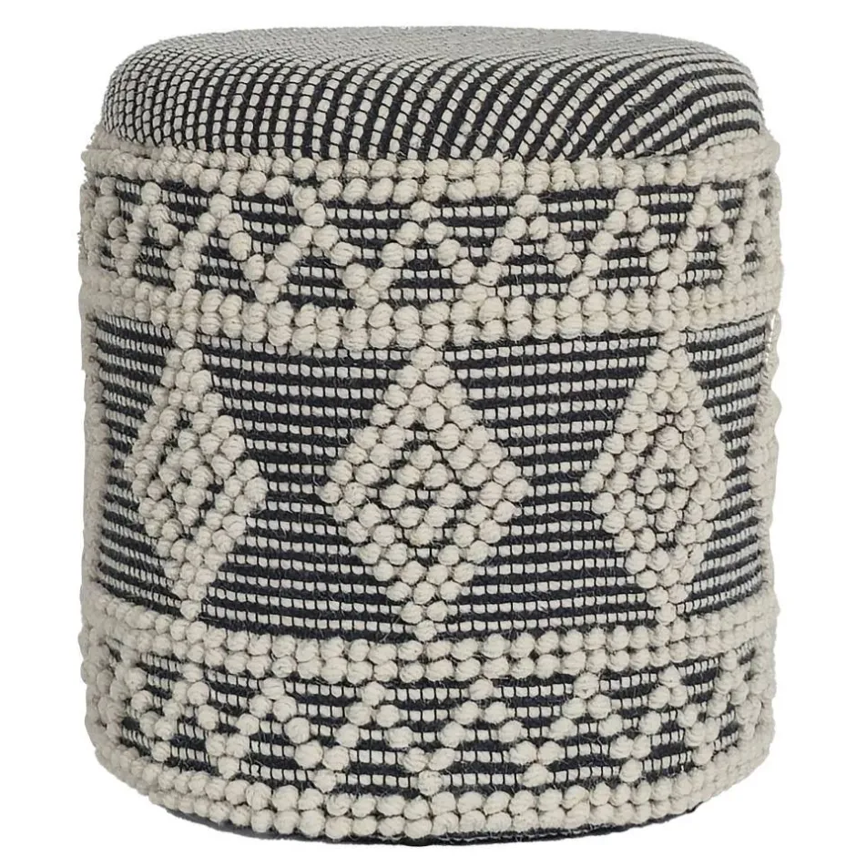 Boho Polsterhocker aus Wolle Webstoff - Fiodor^Wohnen Best