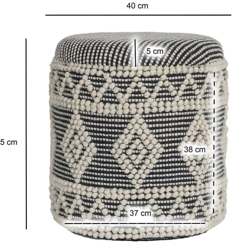 Boho Polsterhocker aus Wolle Webstoff - Fiodor^Wohnen Best