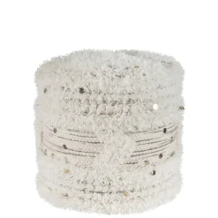 Boho Sitzhocker in Cremeweiß - Gloria^Wohnen Discount