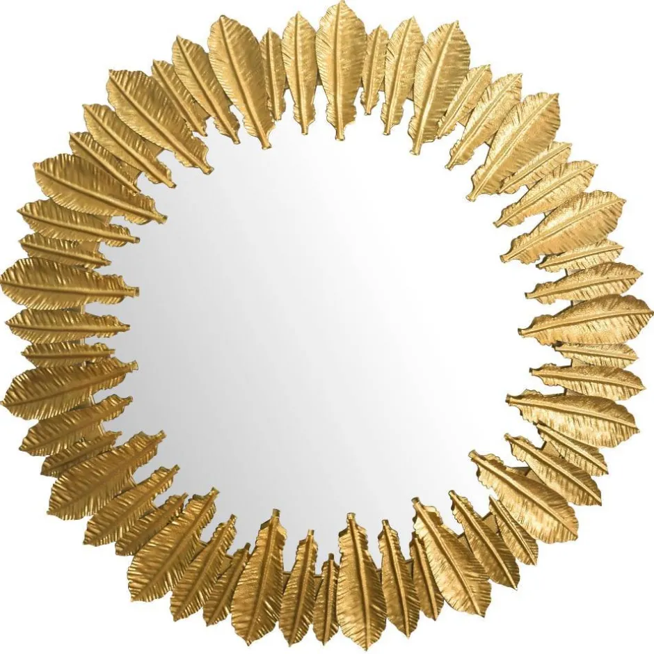 Wohnen Boho Spiegel mit Metallrahmen im Feder Design - Reymon