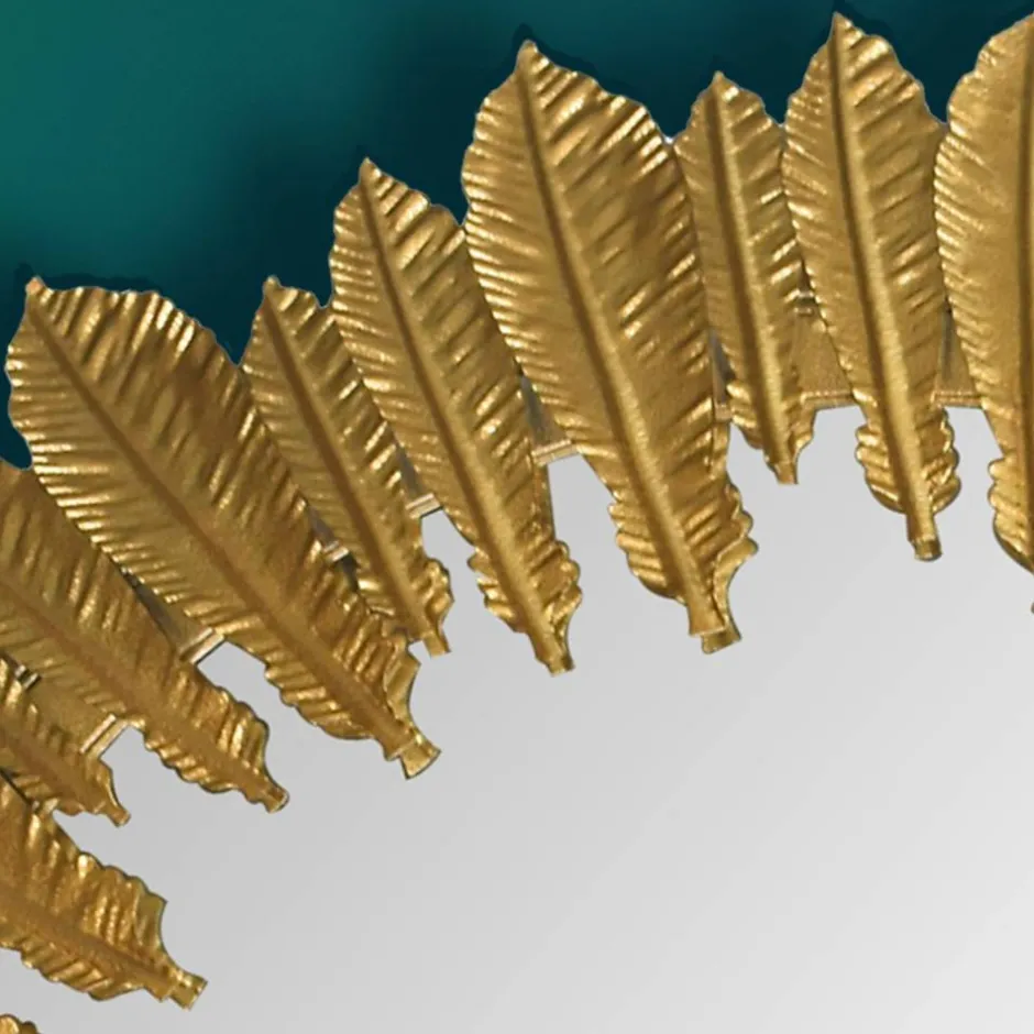 Wohnen Boho Spiegel mit Metallrahmen im Feder Design - Reymon