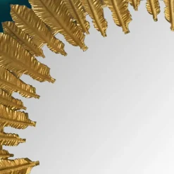 Wohnen Boho Spiegel mit Metallrahmen im Feder Design - Reymon