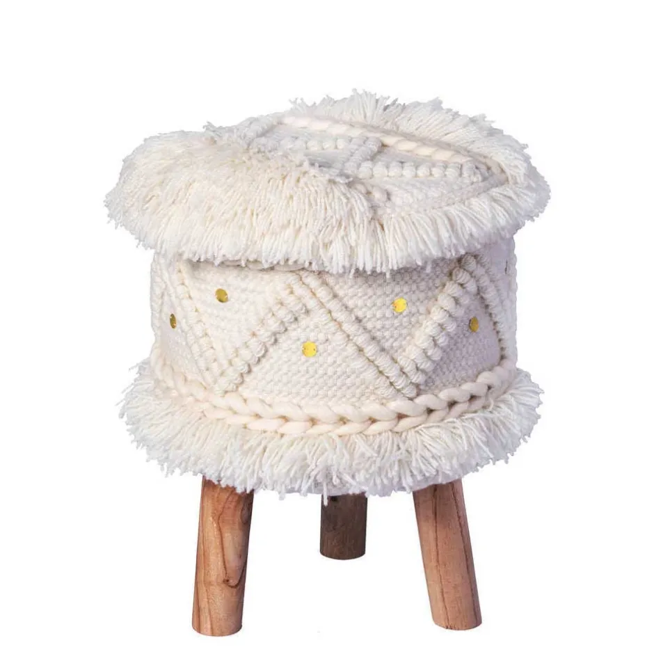 Wohnen Boho Style Hocker in Cremeweiß - Puertos