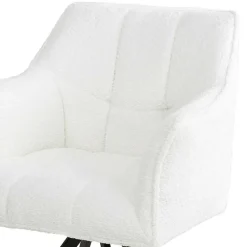 Boucle Armlehnenstuhl in Creme - drehbar - Tobrina (2er Set)^Wohnen Hot