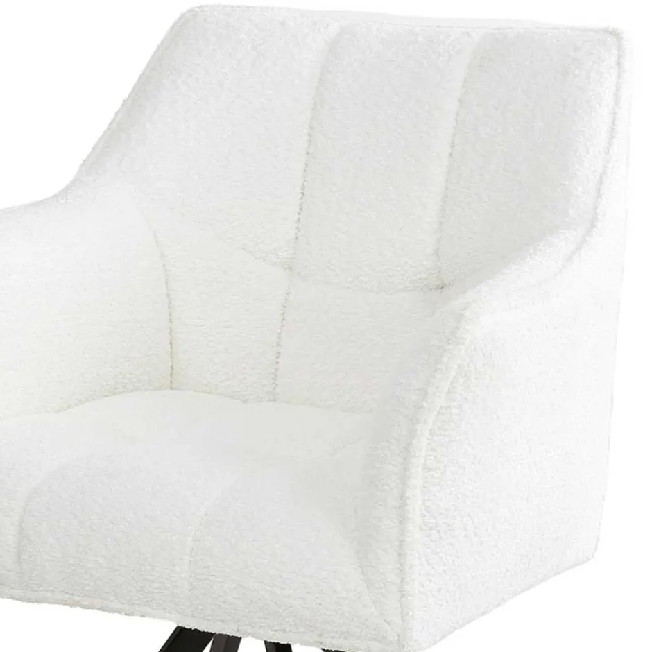 Boucle Armlehnenstuhl in Creme - drehbar - Tobrina (2er Set)^Wohnen Hot