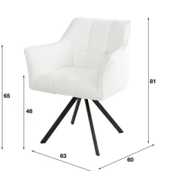 Boucle Armlehnenstuhl in Creme - drehbar - Tobrina (2er Set)^Wohnen Hot