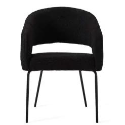 Boucle Armlehnenstuhl in Schwarz - Ivonata (2er Set)^Wohnen New