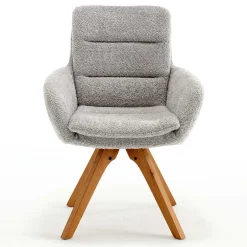 Boucle Armlehnstuhl mit Holz-Drehgestell - Udolph (2er Set)^Wohnen Discount