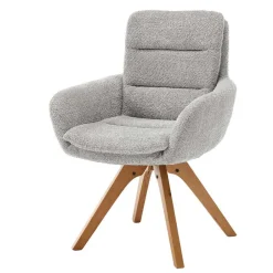 Boucle Armlehnstuhl mit Holz-Drehgestell - Udolph (2er Set)^Wohnen Discount