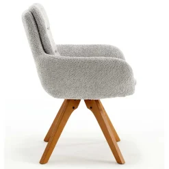 Boucle Armlehnstuhl mit Holz-Drehgestell - Udolph (2er Set)^Wohnen Discount