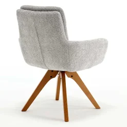 Boucle Armlehnstuhl mit Holz-Drehgestell - Udolph (2er Set)^Wohnen Discount