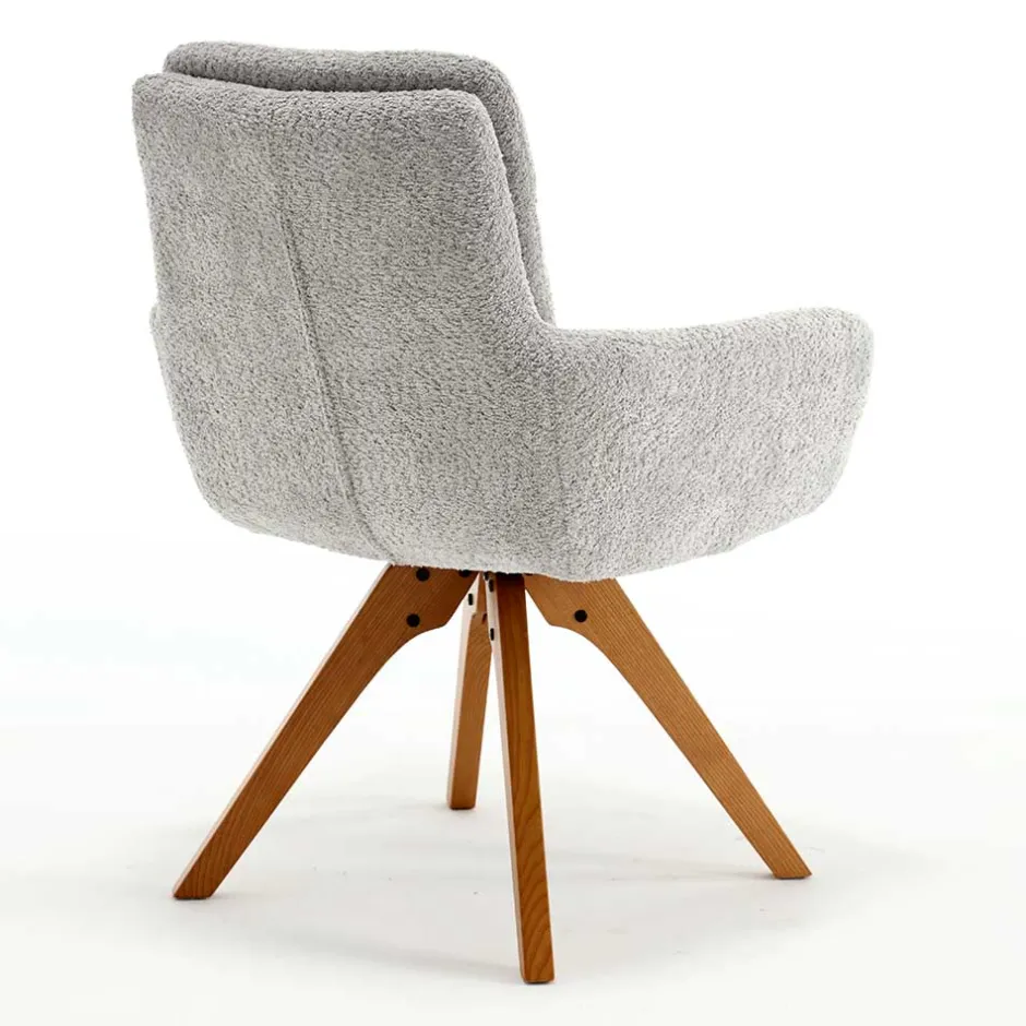 Boucle Armlehnstuhl mit Holz-Drehgestell - Udolph (2er Set)^Wohnen Discount