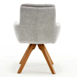 Boucle Armlehnstuhl mit Holz-Drehgestell - Udolph (2er Set)^Wohnen Discount