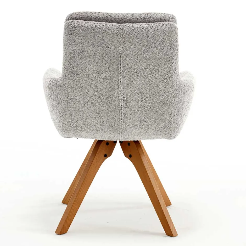 Boucle Armlehnstuhl mit Holz-Drehgestell - Udolph (2er Set)^Wohnen Discount