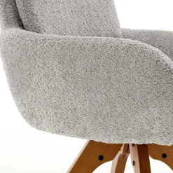 Boucle Armlehnstuhl mit Holz-Drehgestell - Udolph (2er Set)^Wohnen Discount